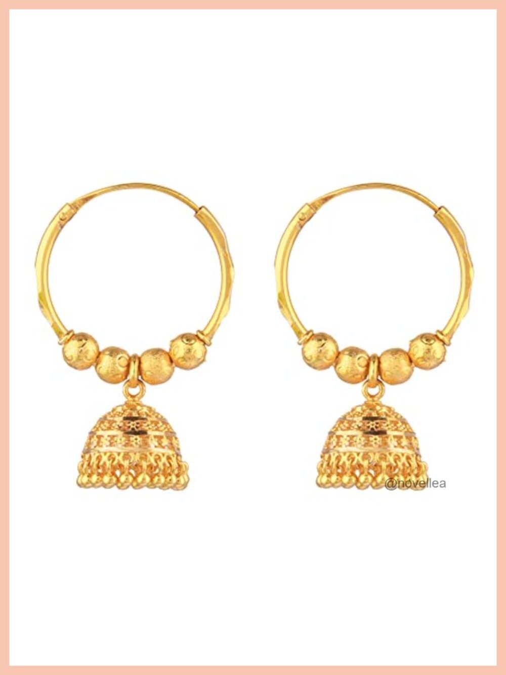 Gold Tone Alloy Indian Jhumka Hoop Dangle Earrings Antique
